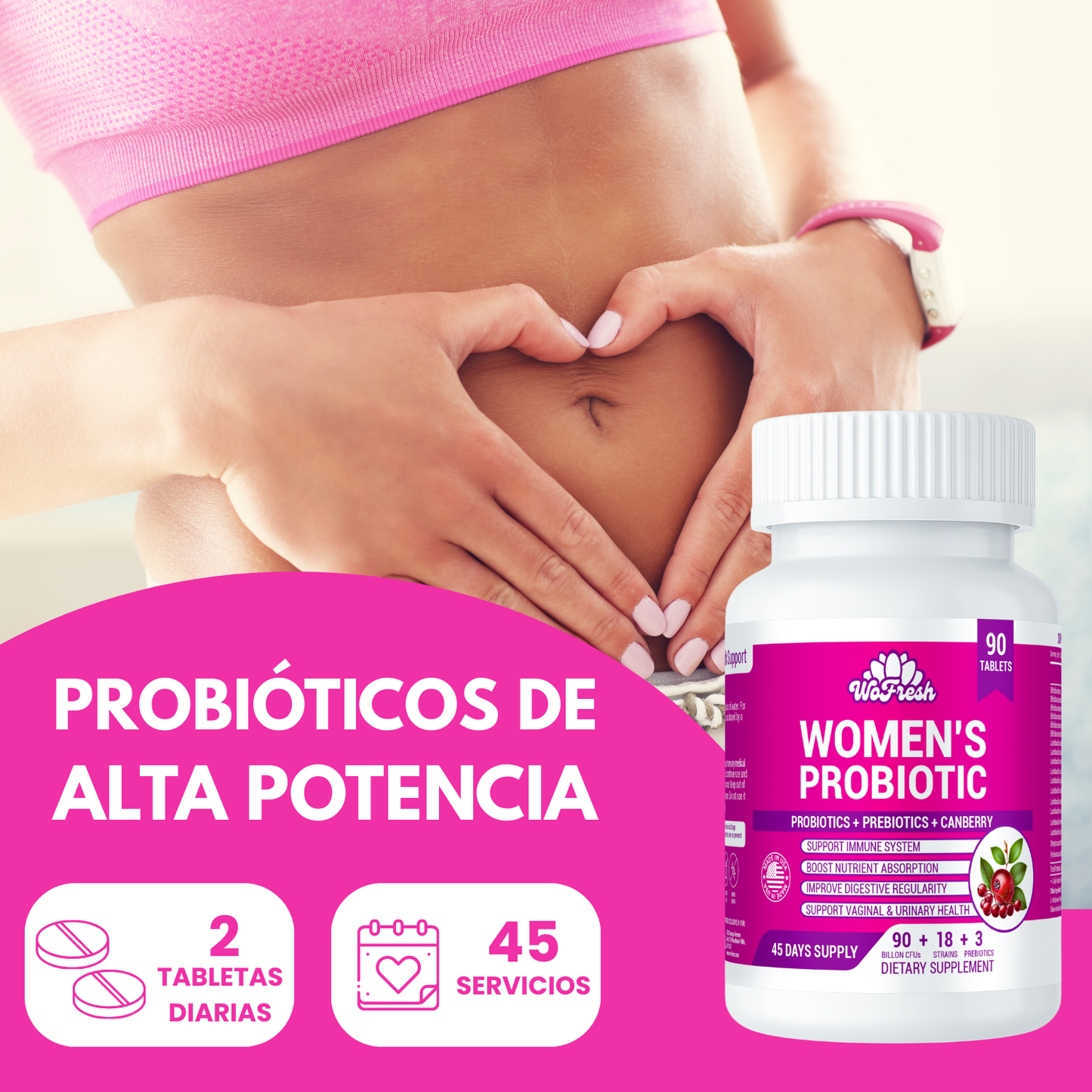 PROBIOTICOS PARA LA MUJER WOFRESH 90 BILLONES 18 CEPAS