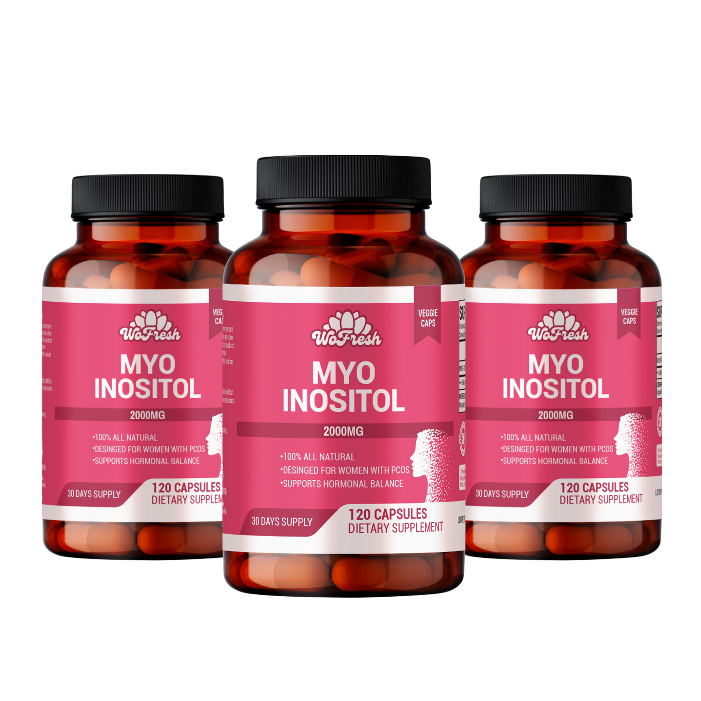 MYO INOSITOL DE WOFRESH 2000MG 120 CÁPSULAS PACK X3