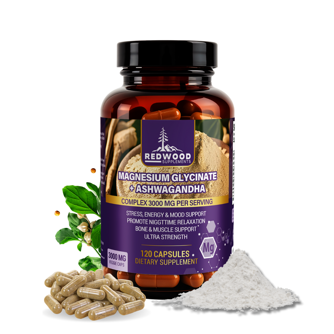 GLICINATO DE MAGNESIO CON ASHWAGANDHA 3000MG 120 CAPSULAS REDWOOD
