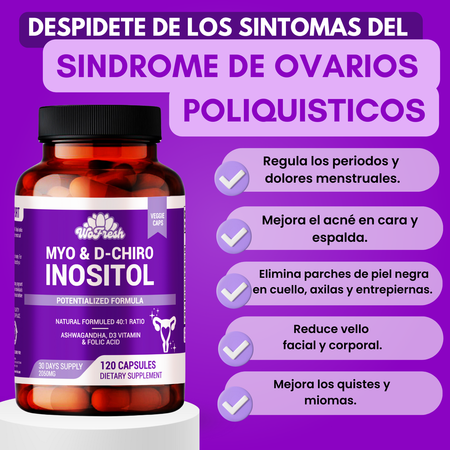 MYO D CHIRO INOSITOL WOFRES 2050MG 120 CÁPSULAS