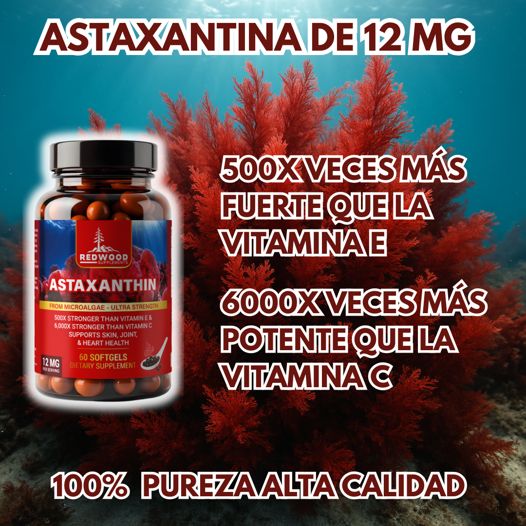 ASTAXANTINA NATURAL DE 12MG 60 SOFGELS REDWOOD