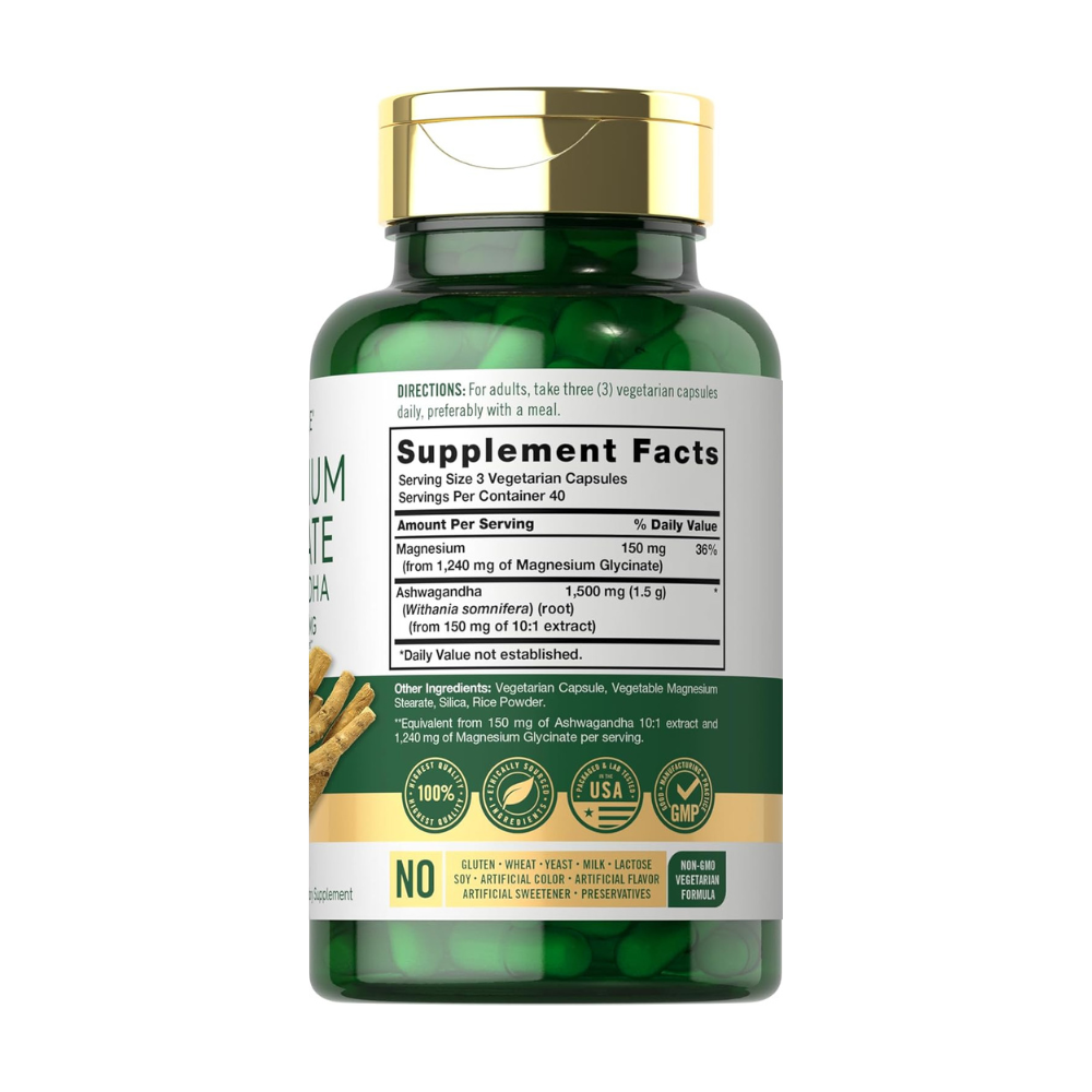 GLICINATO DE MAGNESIO CON ASHWAGANDHA 2740MG 120 CÁPSULAS CARLYLE