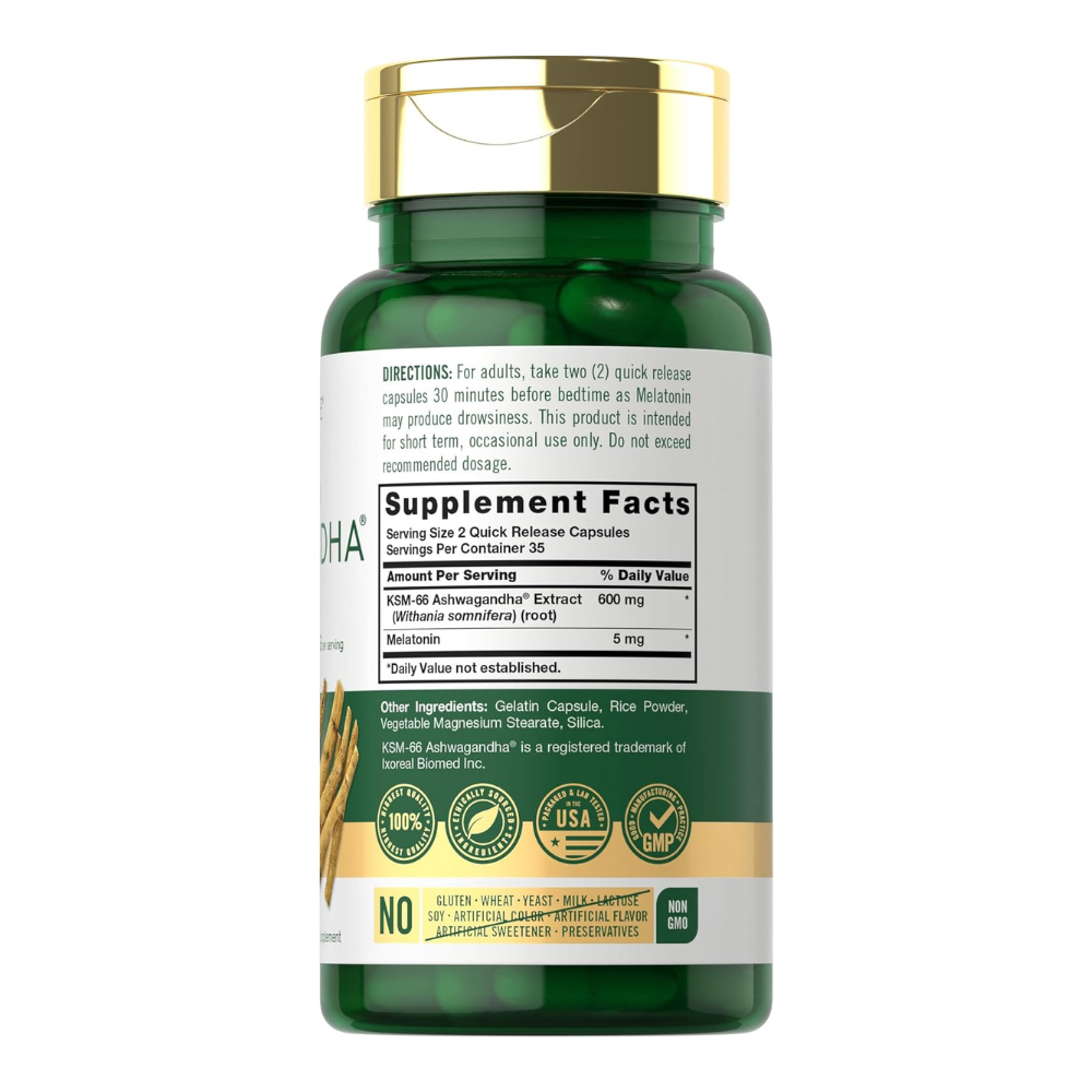 ASHWAGANDHA KSM-66 600MG 70 CÁPSULAS CARLYLE