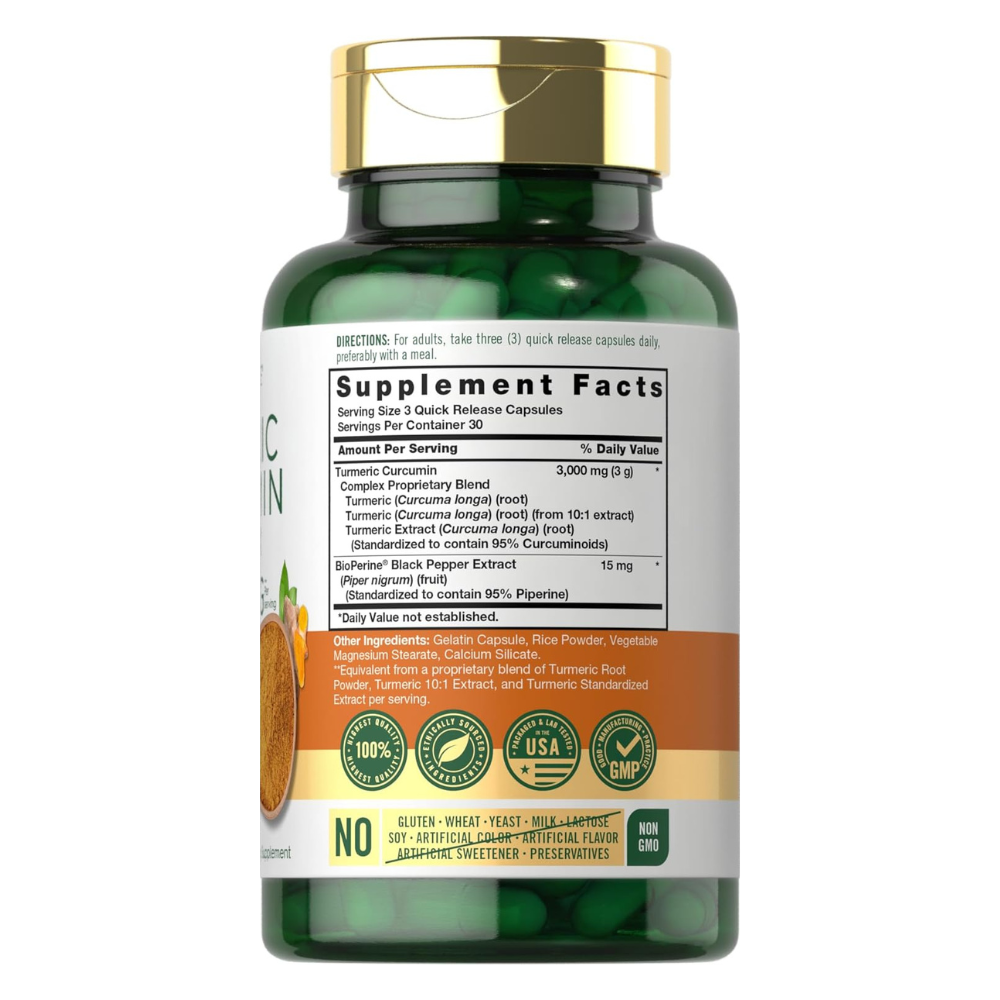 CURCUMA CURCUMIN TURMERIC 3000MG 90 CAPSULAS CARLYLE