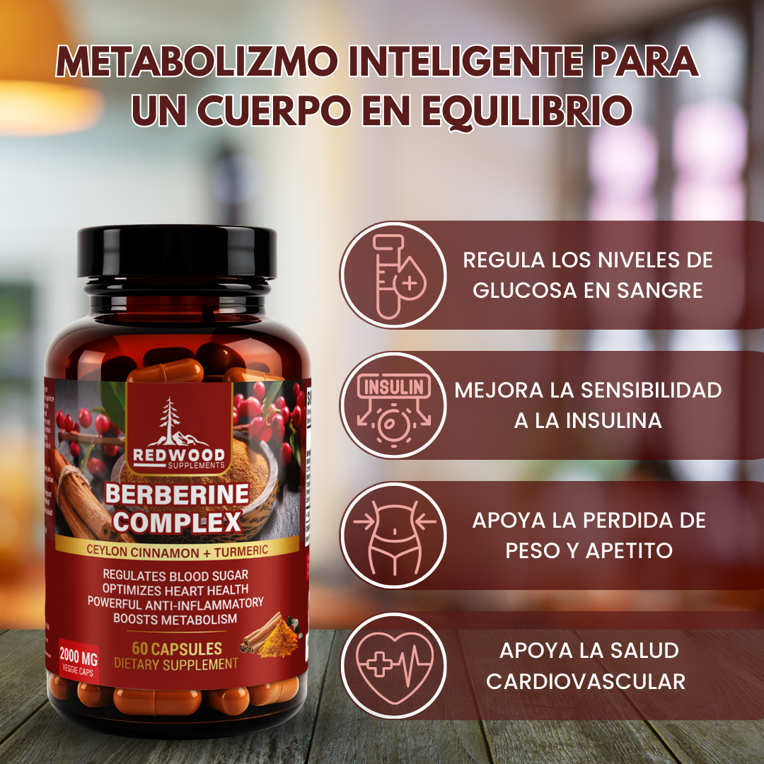 BERBERINA CON CANELA Y CURCUMA 2000MG 60 CAPSULAS REDWOOD