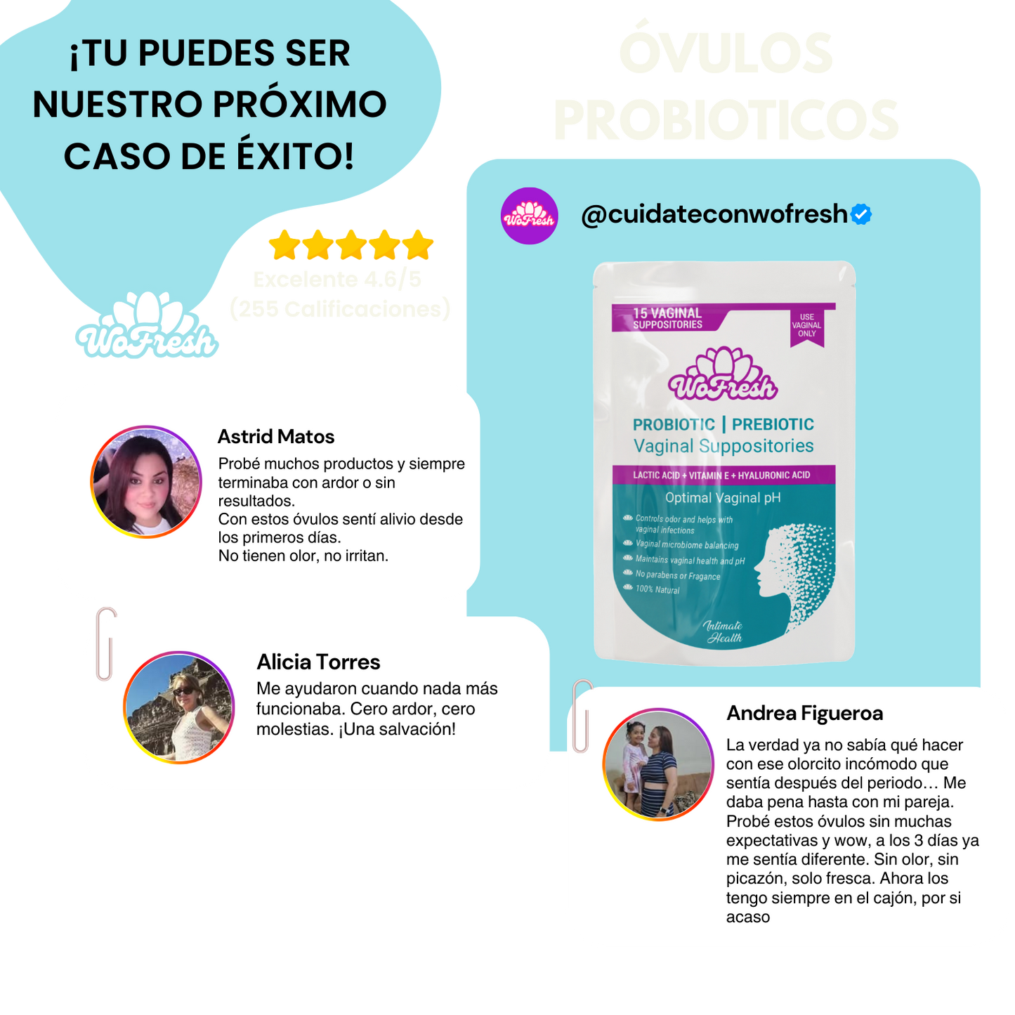 ÓVULOS PROBIOTICOS PREBIOTICOS 15 UNDS WOFRESH