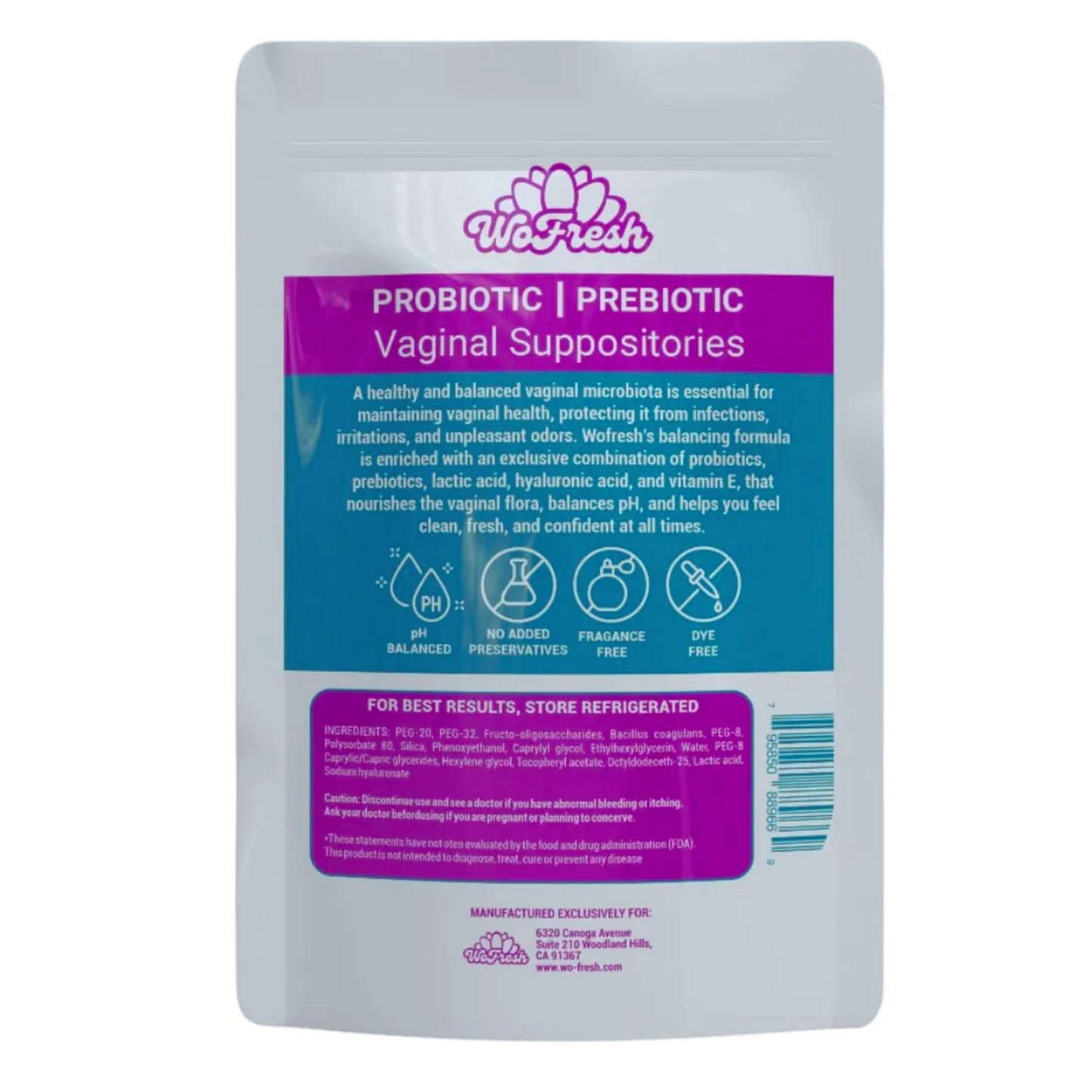 ÓVULOS PROBIOTICOS PREBIOTICOS 15 UNDS WOFRESH