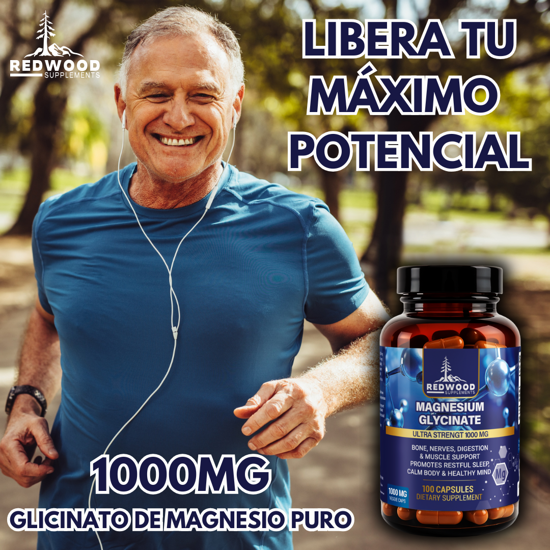 GLICINATO DE MAGNESIO EXTRA FUERTE 1000MG 100 CAPSULAS REDWOOD
