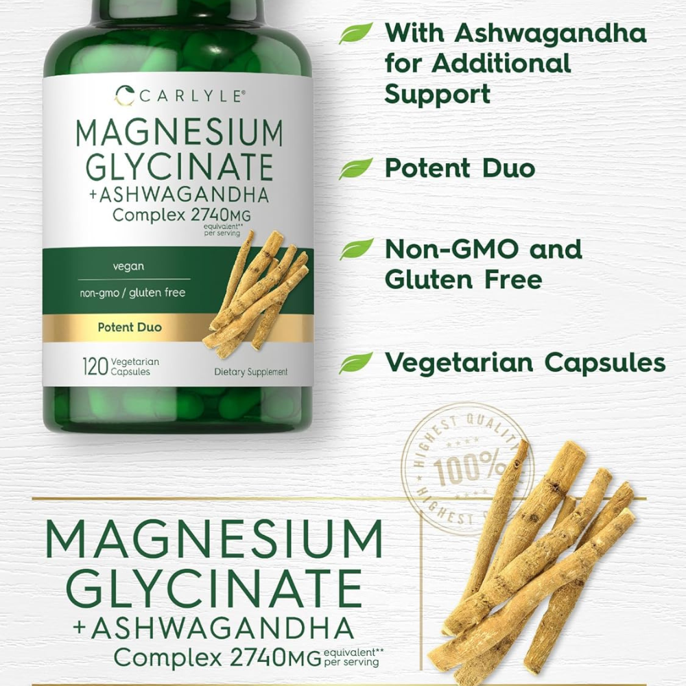 GLICINATO DE MAGNESIO CON ASHWAGANDHA 2740MG 120 CÁPSULAS CARLYLE