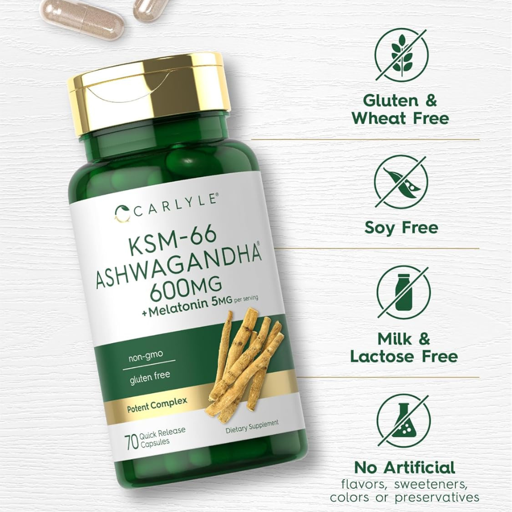 ASHWAGANDHA KSM-66 600MG 70 CÁPSULAS CARLYLE