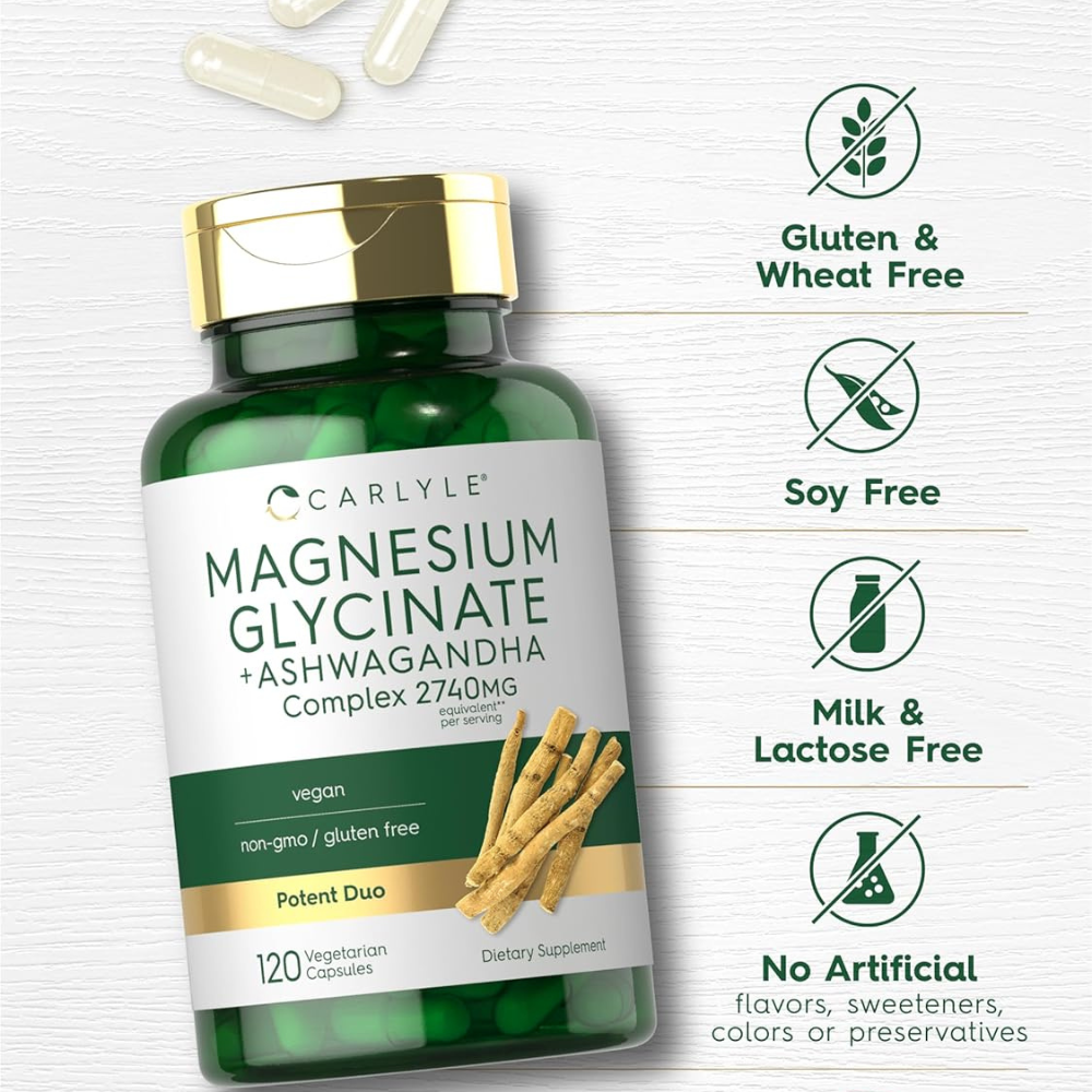 GLICINATO DE MAGNESIO CON ASHWAGANDHA 2740MG 120 CÁPSULAS CARLYLE