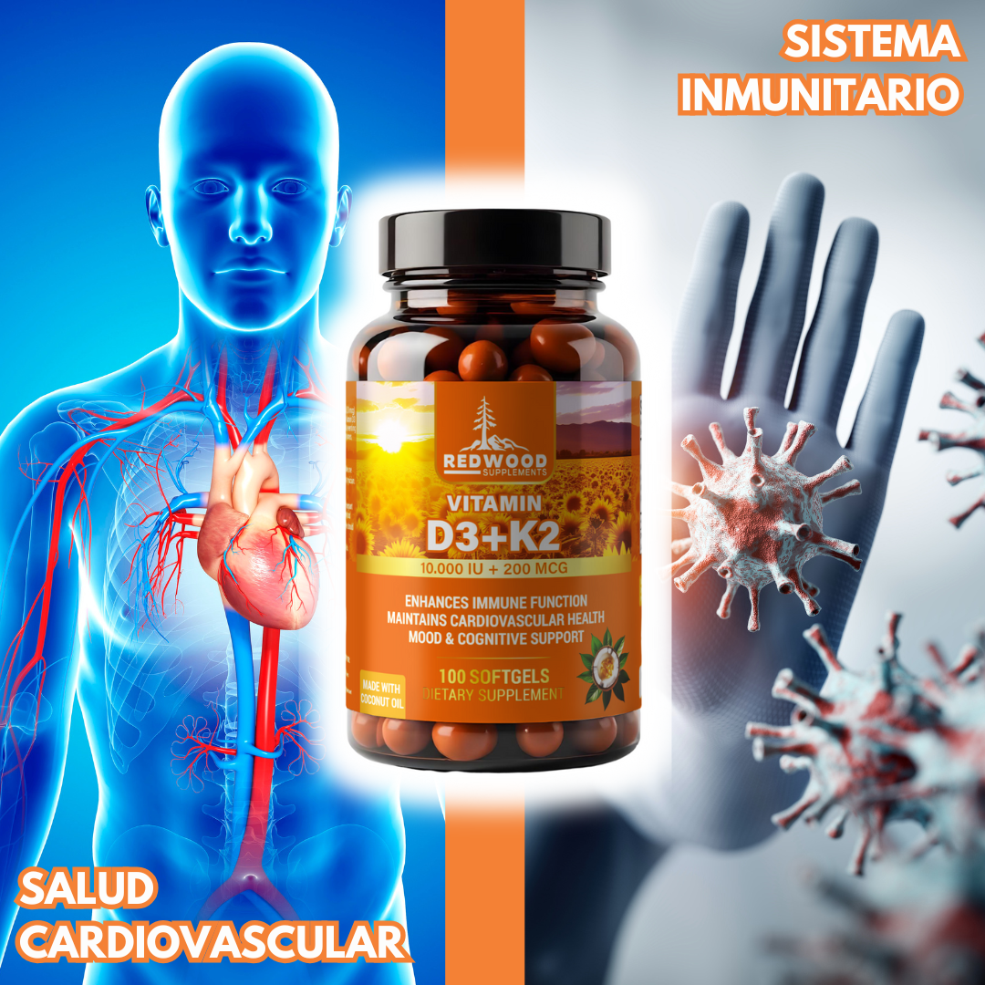 VITAMINA D3 & K2 10.000 UI + 200 mcg 100 SOFGELS REDWOOD
