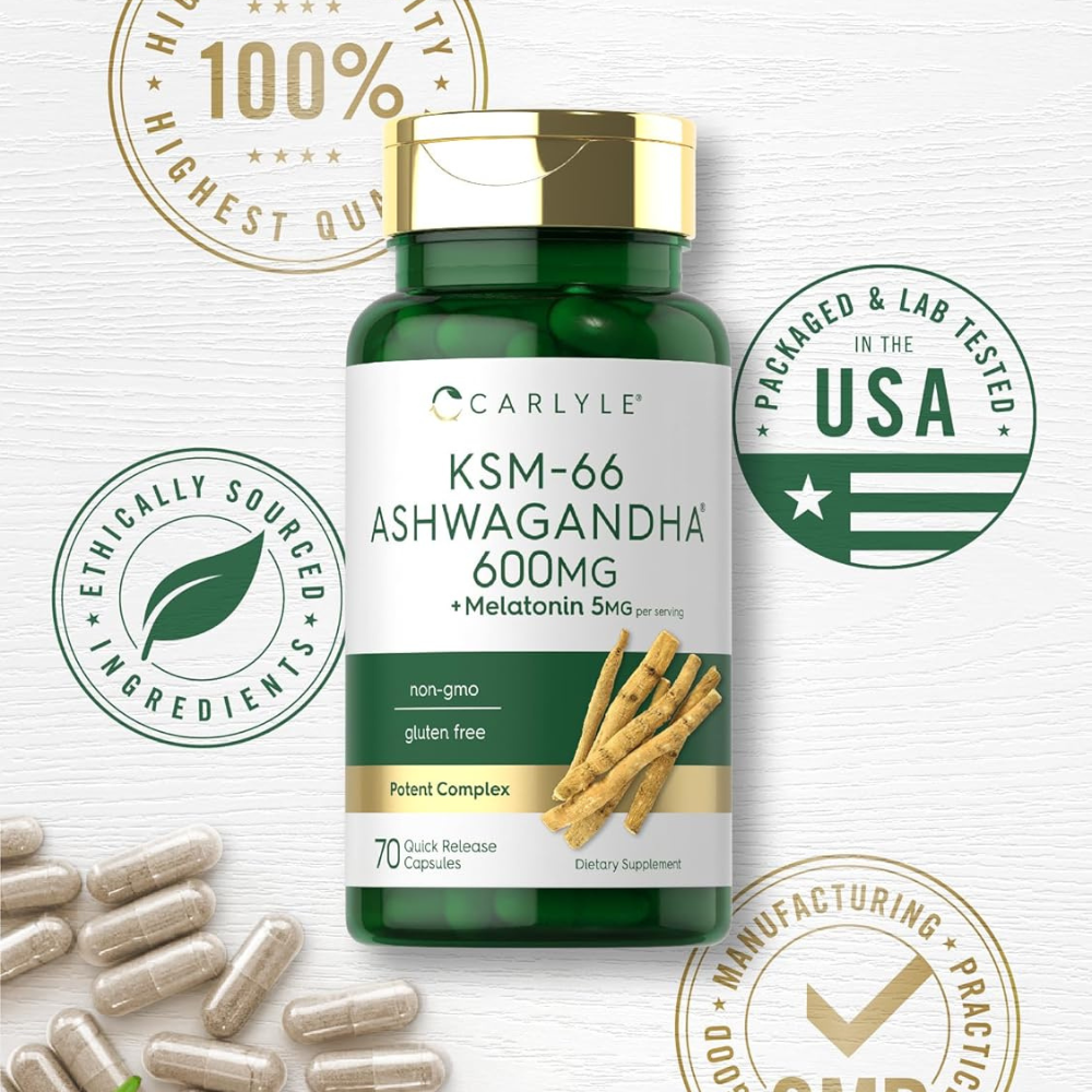 ASHWAGANDHA KSM-66 600MG 70 CÁPSULAS CARLYLE