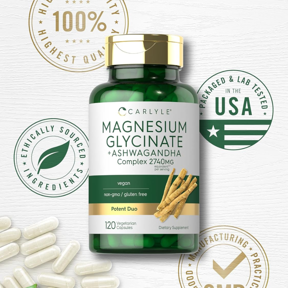 GLICINATO DE MAGNESIO CON ASHWAGANDHA 2740MG 120 CÁPSULAS CARLYLE