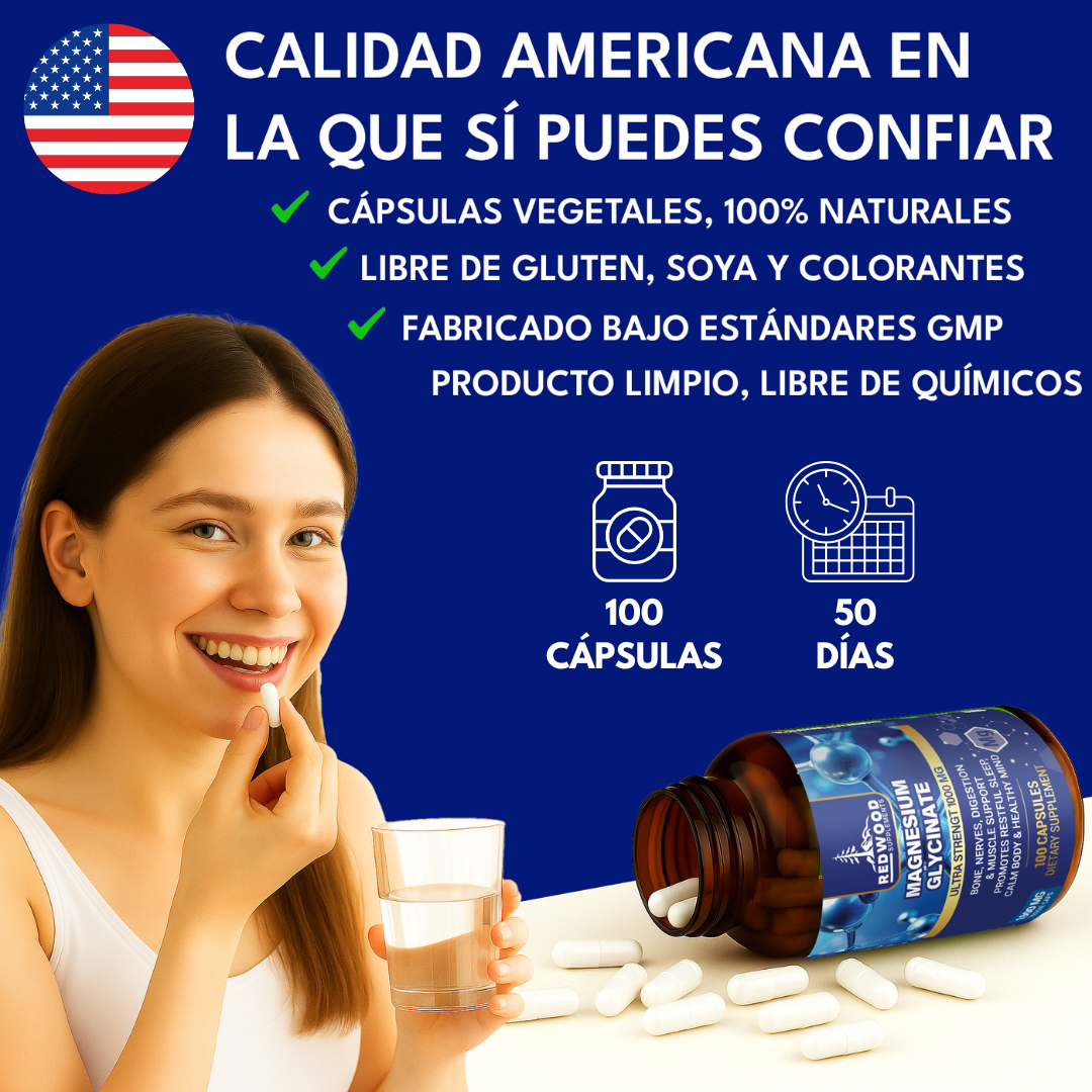 GLICINATO DE MAGNESIO EXTRA FUERTE 1000MG 100 CAPSULAS REDWOOD