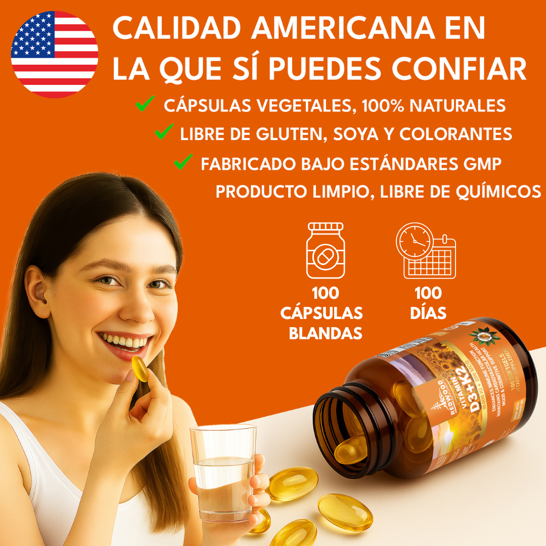 VITAMINA D3 & K2 10.000 UI + 200 mcg 100 SOFGELS REDWOOD