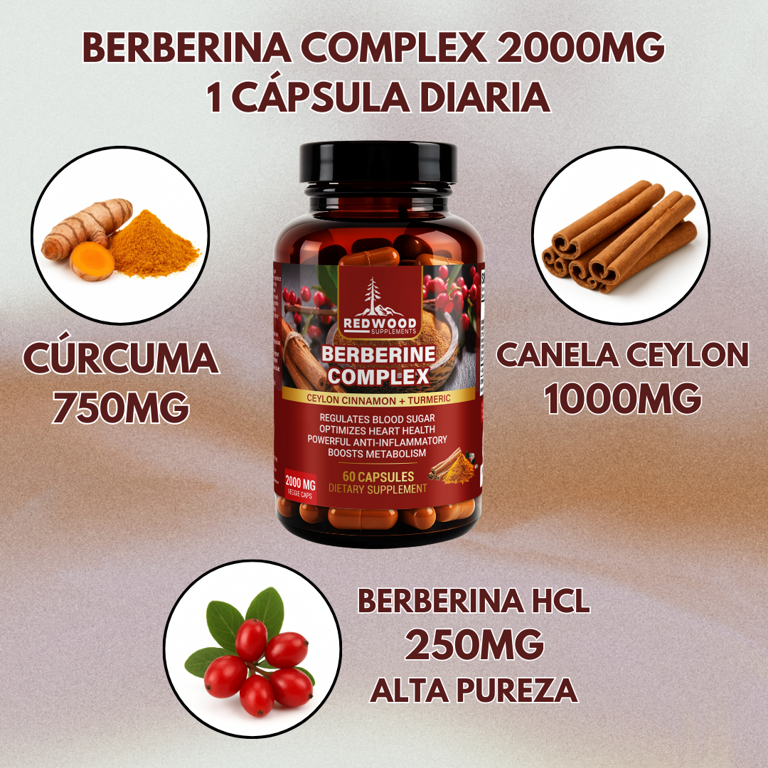 BERBERINA CON CANELA Y CURCUMA 2000MG 60 CAPSULAS REDWOOD