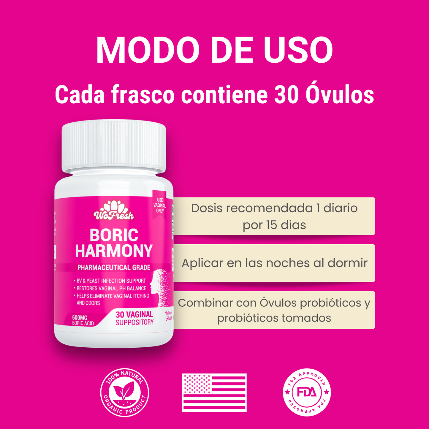 ÓVULOS DE ÁCIDO BÓRICO BORIC HARMONY WOFRESH2