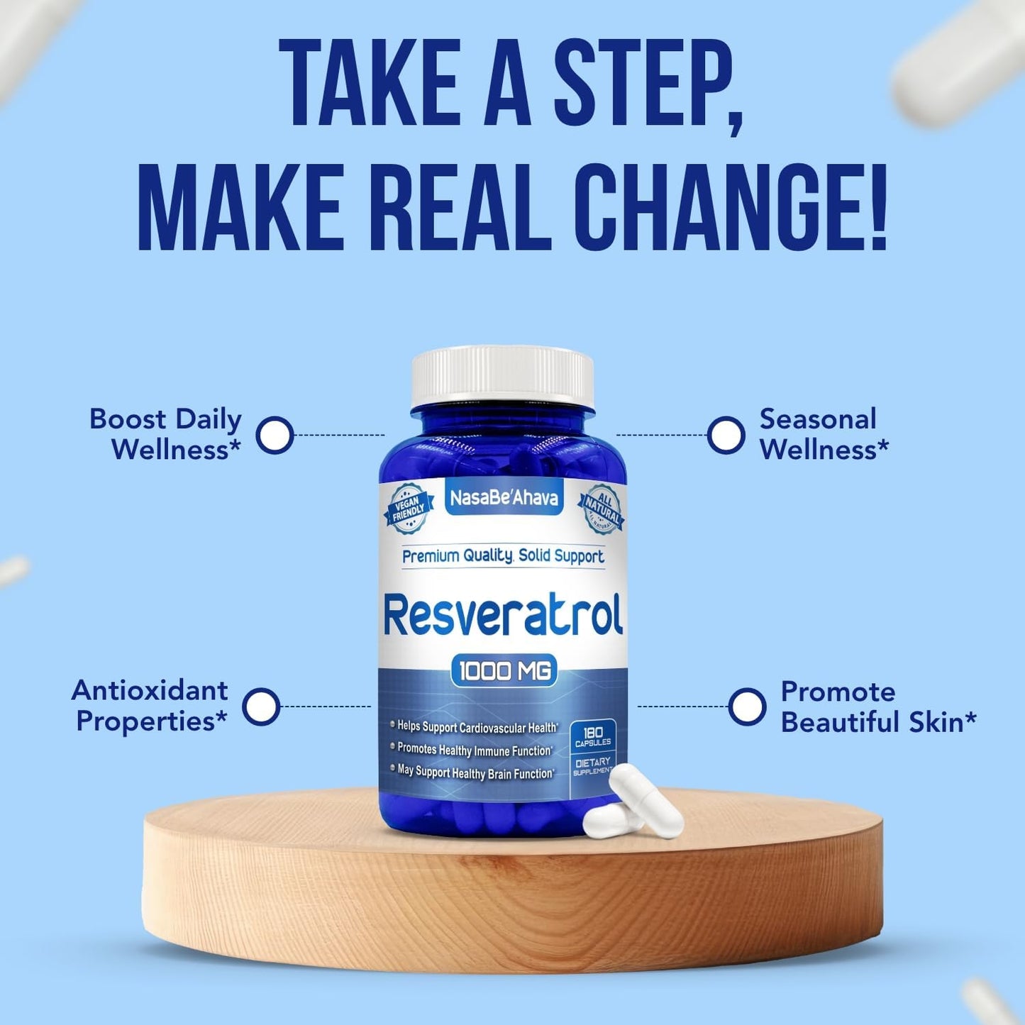 RESVERATROL DE 1000 MG 180 CÁPSULAS NASABEAHAVA