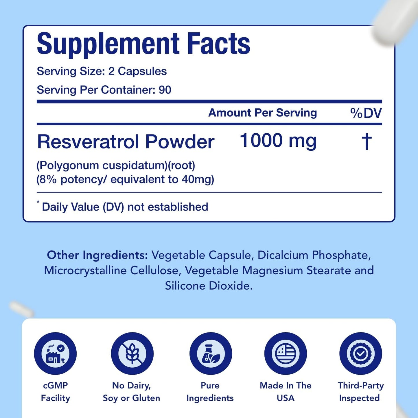 RESVERATROL DE 1000 MG 180 CÁPSULAS NASABEAHAVA