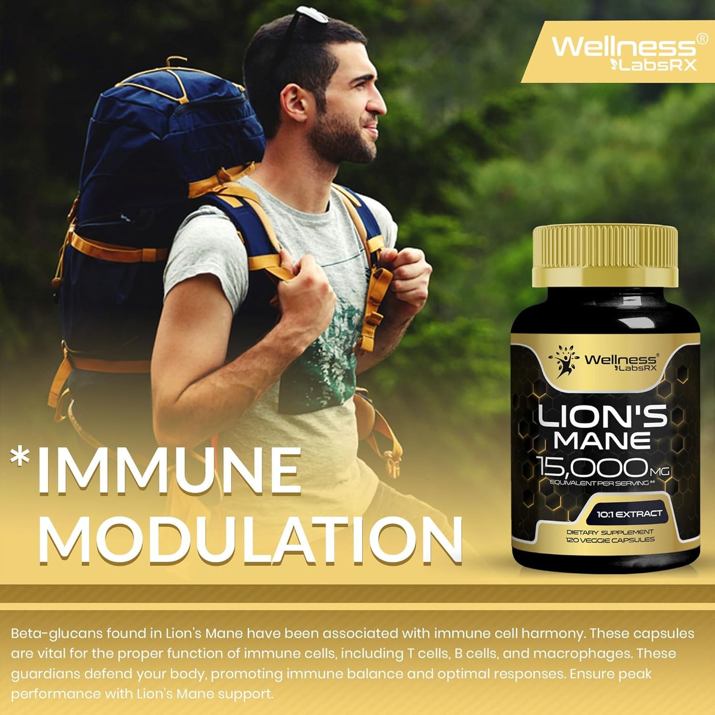 MELENA DE LEÓN HONGO ORGÁNICO 15000 MG WELLNESS