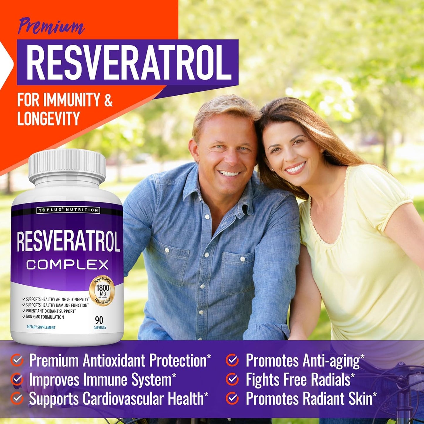 RESVERATROL 1800 MG COMPLEJO ANTIOXIDANTE 90 CÁPSULAS TOPLUX
