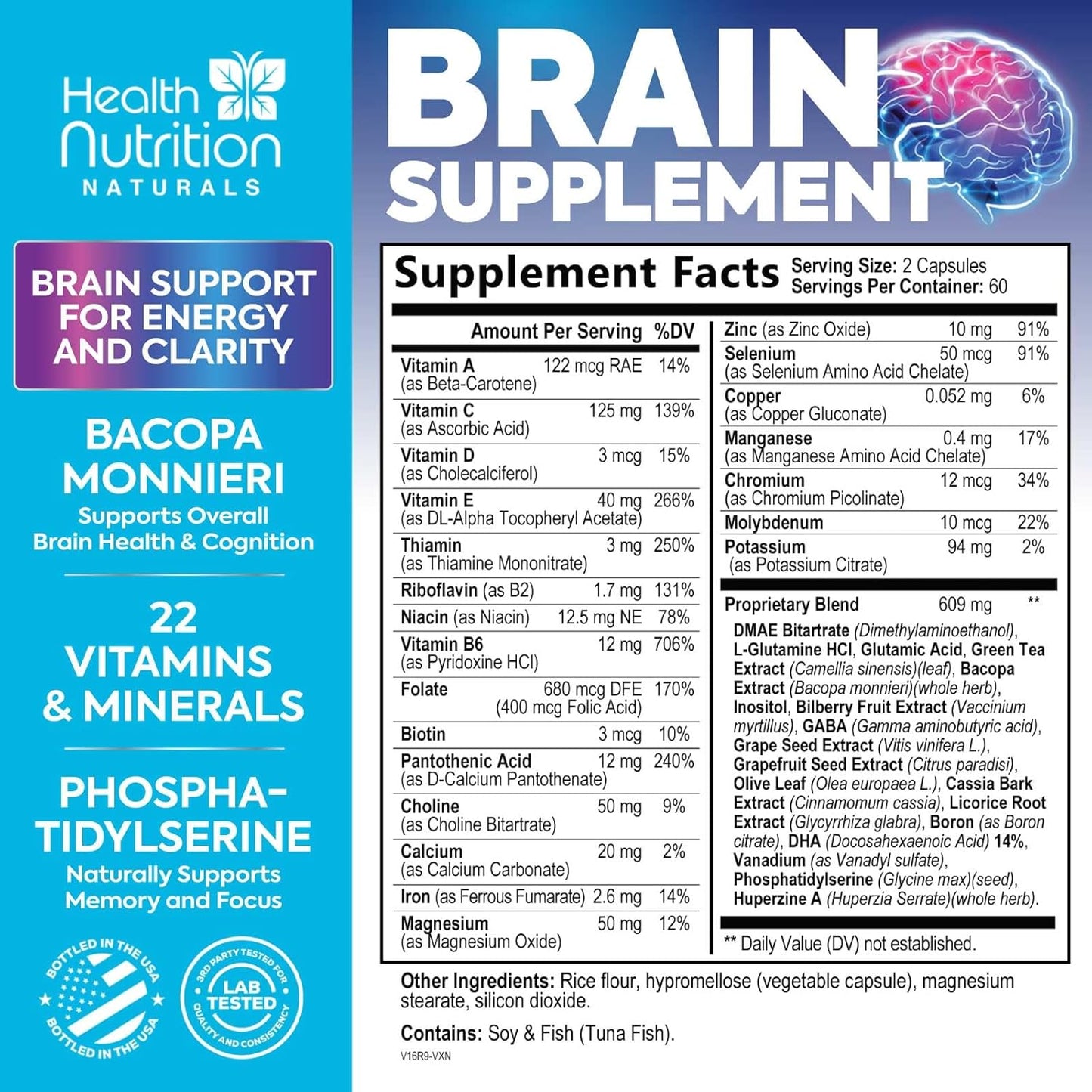 NOOTROPICO SUPLEMENTO CEREBRAL HEALTH NUTRITION NATURALS 120 CAPS