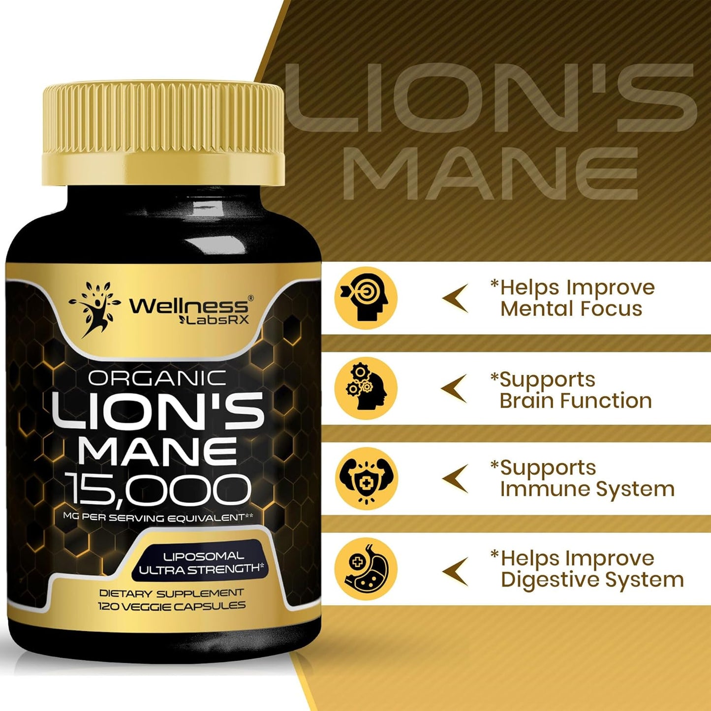 MELENA DE LEÓN HONGO ORGÁNICO 15000 MG WELLNESS