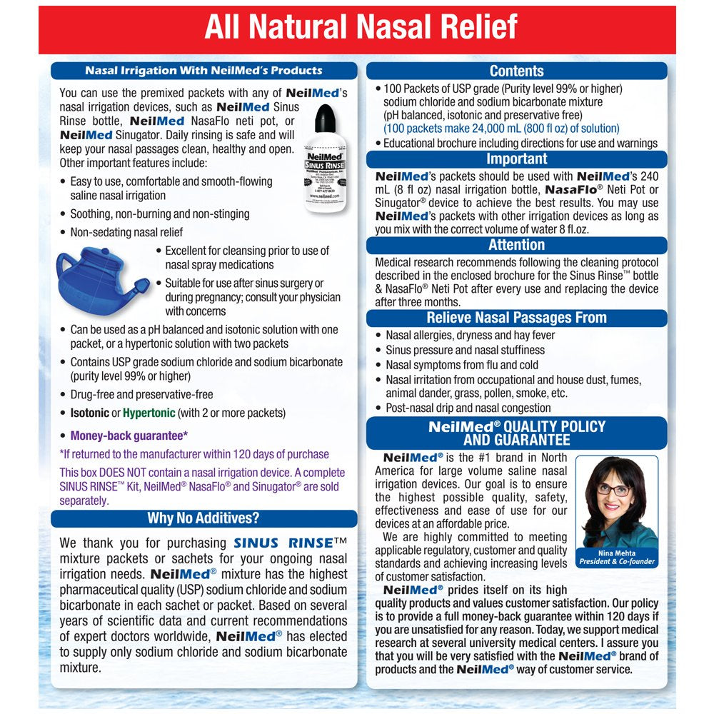 NEILMED SINUS RINSE ENJUAGUE NASAL X100 SOBRES