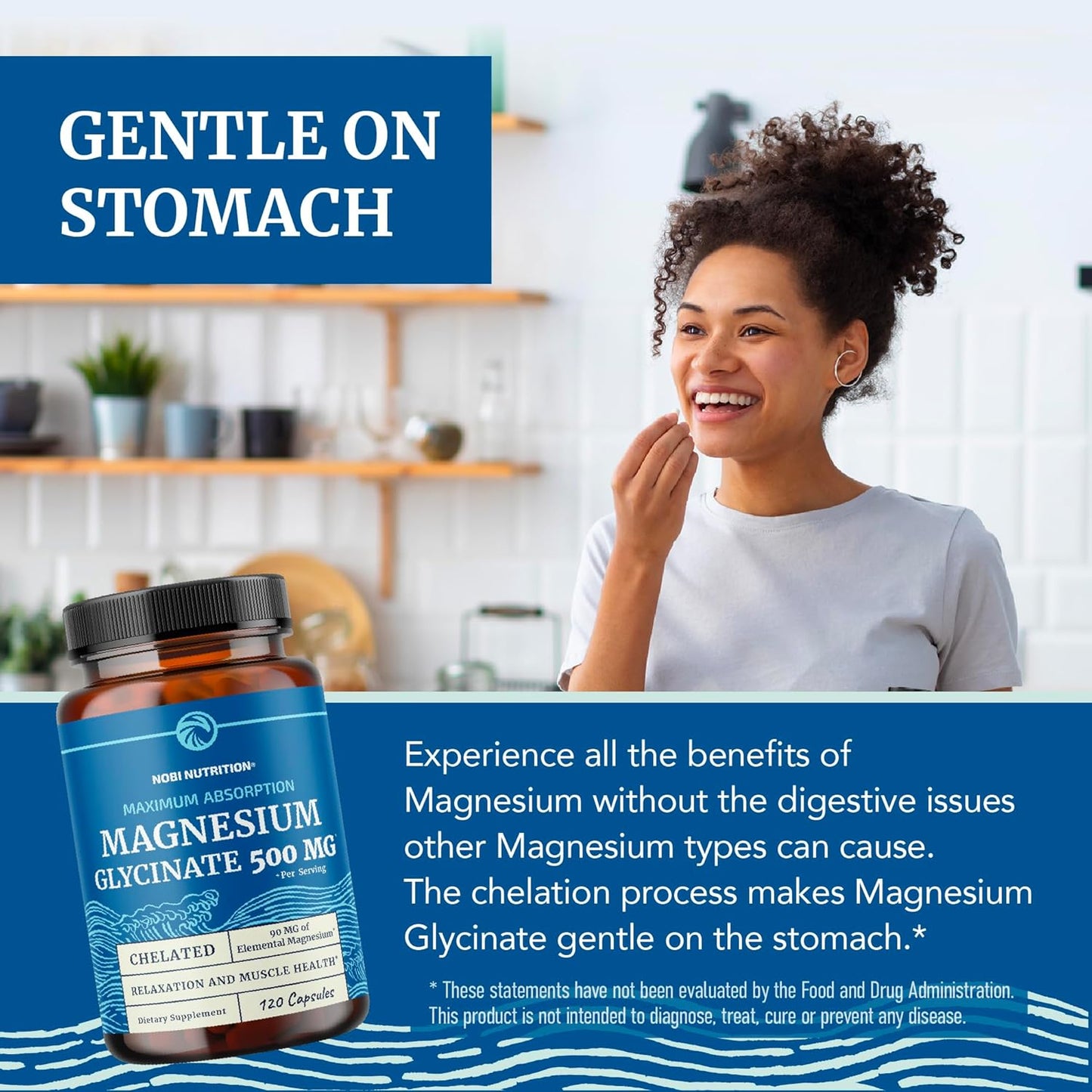 GLICINATO DE MAGNESIO 500MG NOBI NUTRITION 120 CÁPSULAS