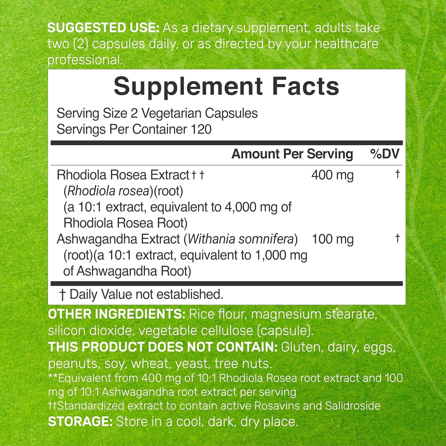 RHODIOLA ROSEA CON ASHWAGANDHA 5,000 MG 240 CÁPSULAS DEAL SUPPLEMENT