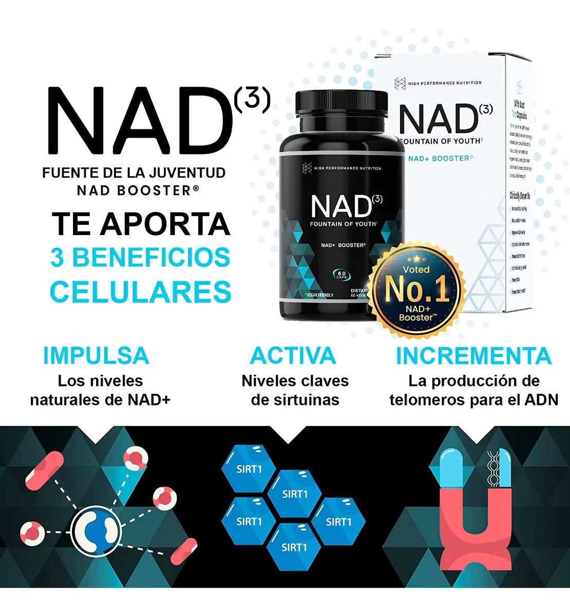 NAD3 NICOTINAMIDE RIBOSIDE 60 CAPSULAS