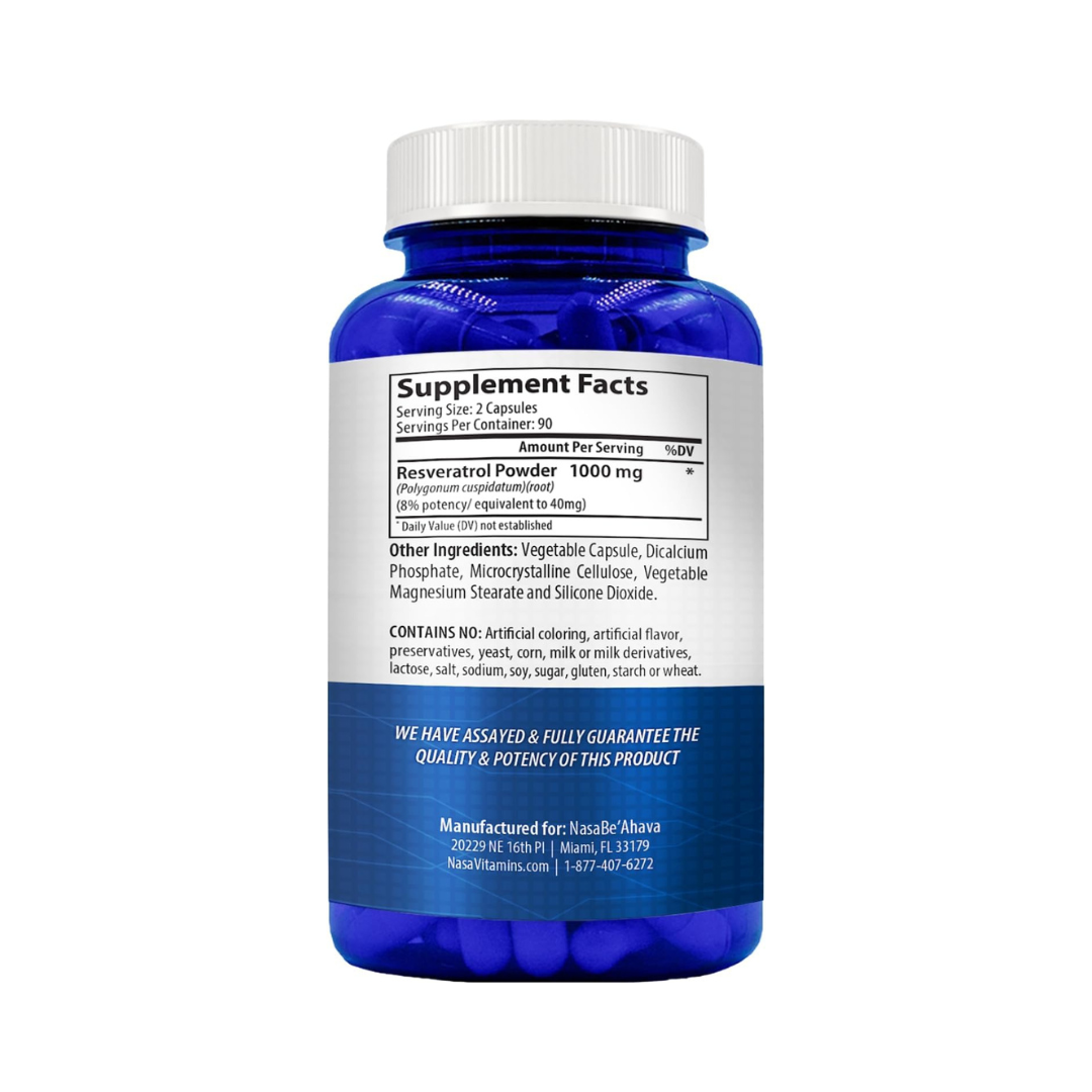 RESVERATROL DE 1000 MG 180 CÁPSULAS NASABEAHAVA