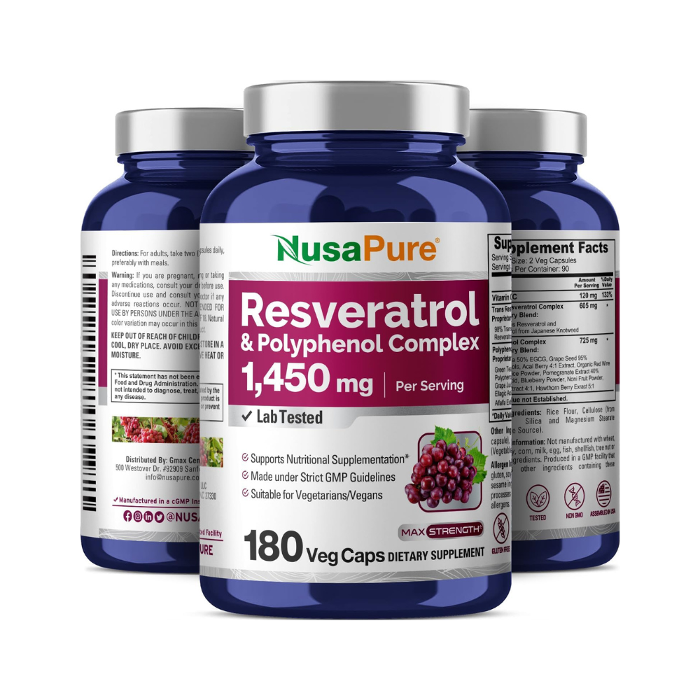 RESVERATROL 1450 MG 180 CÁPSULAS NUSAPURE