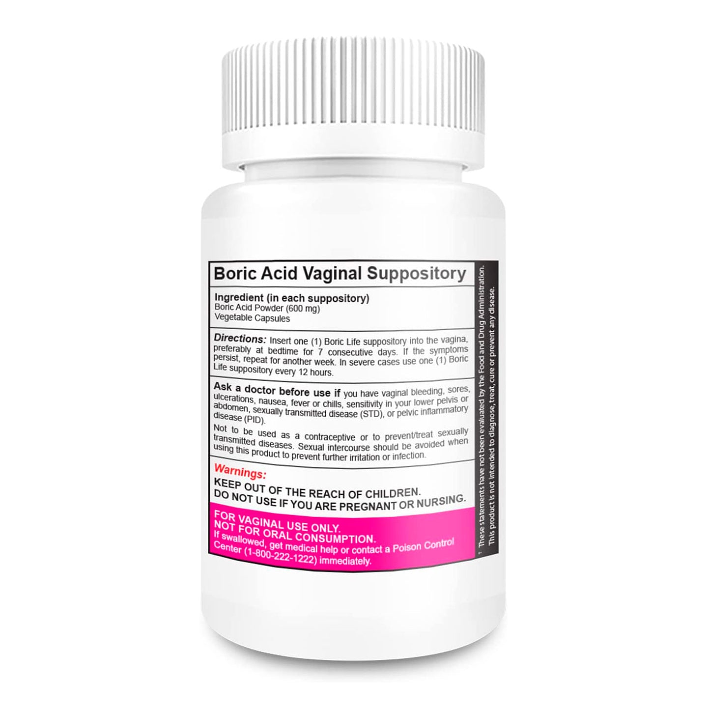 Ovulos Vaginales Acido Borico - 30 Unids, 600 Mg - 100% Puro