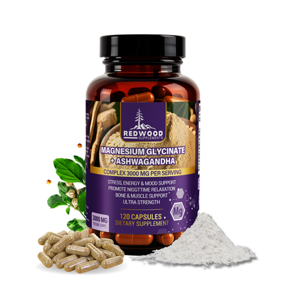 GLICINATO DE MAGNESIO CON ASHWAGANDHA 3000MG 120 CAPSULAS REDWOOD