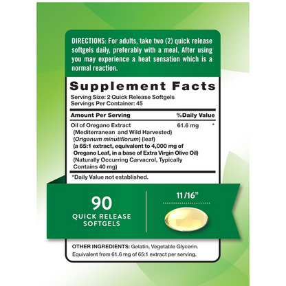 aceite de orégano 3000 mg 90 CAPSULAS BLANDAS Nature's Truth