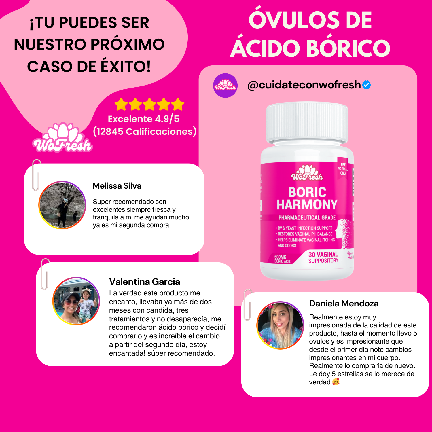 KIT ANTICANDIDIASIS ÓVULOS DE ÁCIDO BORICO Y PROBIOTICOS ORALES (WOFRESH) COD
