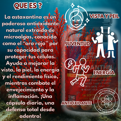 ASTAXANTINA NATURAL DE 12MG 60 SOFGELS REDWOOD