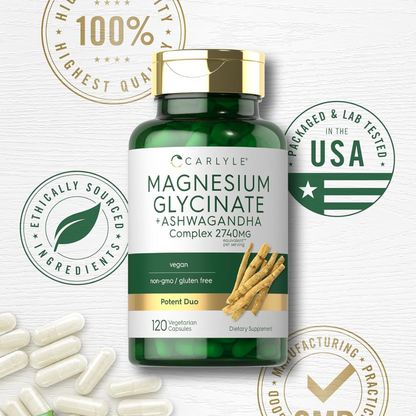 GLICINATO DE MAGNESIO CON ASHWAGANDHA 2740MG 120 CÁPSULAS CARLYLE