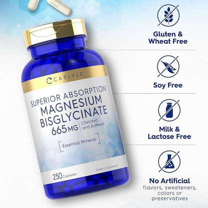 BISGLICINATO DE MAGNESIO QUELADO 665MG 250 CÁPSULAS CARLYLE