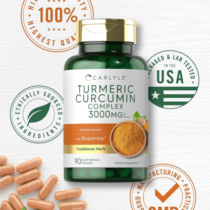 CURCUMA CURCUMIN TURMERIC 3000MG 90 CAPSULAS CARLYLE
