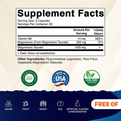 TAURATO DE MAGNESIO 1500MG 180 CÁPSULAS VITAMATIC