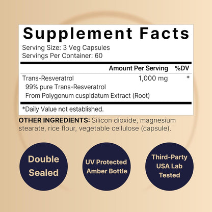 RESVERATROL DE 1000 MG  180 CAPSULAS NATUREBELL