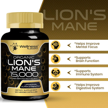 MELENA DE LEÓN HONGO ORGÁNICO 15000 MG WELLNESS
