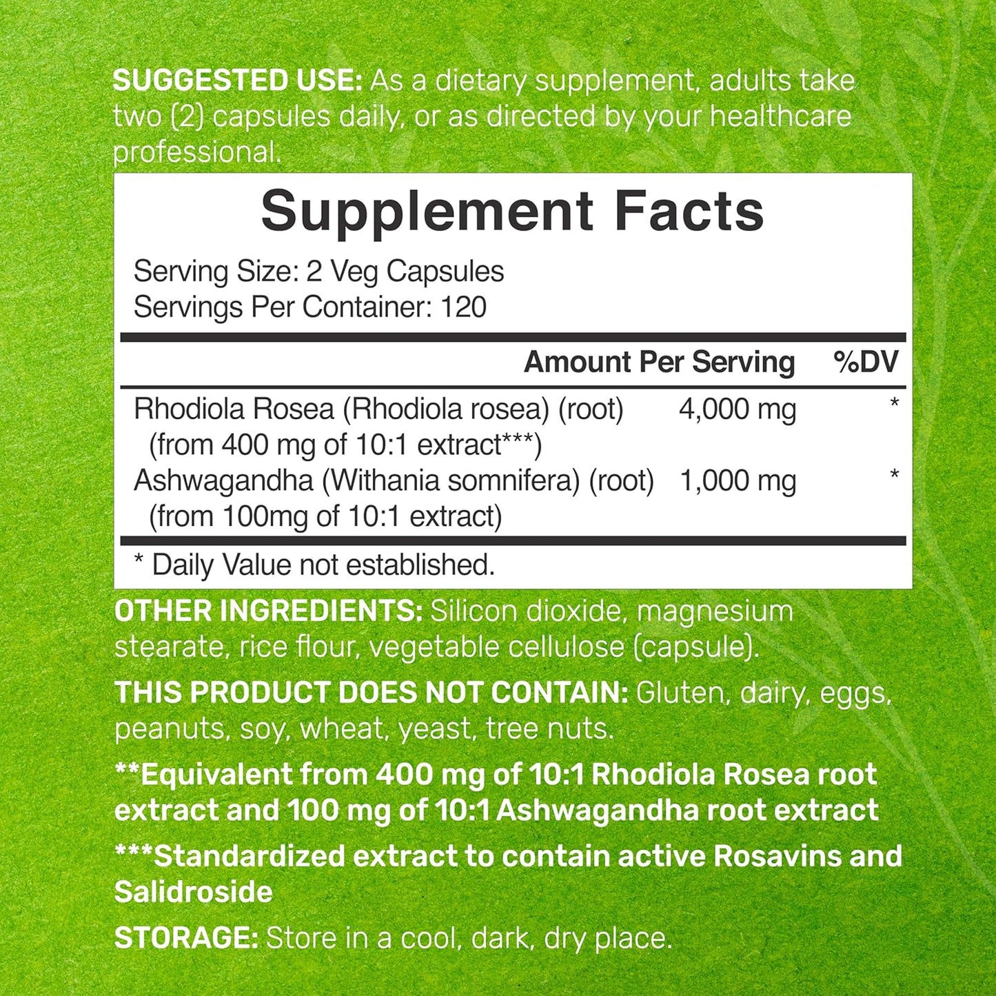 Rhodiola Rosea con Ashwagandha 5000mg  240 capsulas