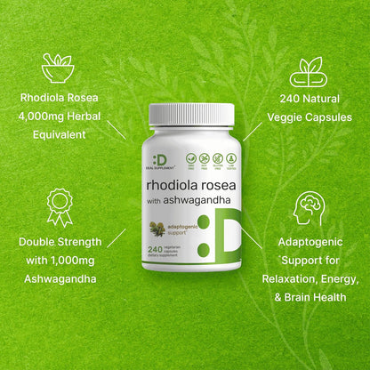 RHODIOLA ROSEA CON ASHWAGANDHA 5,000 MG 240 CÁPSULAS DEAL SUPPLEMENT