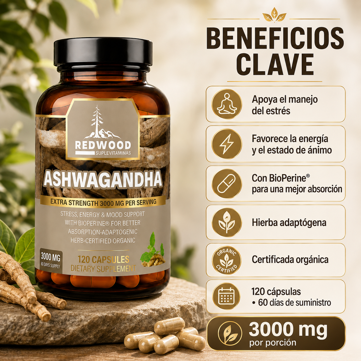 ASHWAGANDHA REDWOOD 3000 MG PACK 2