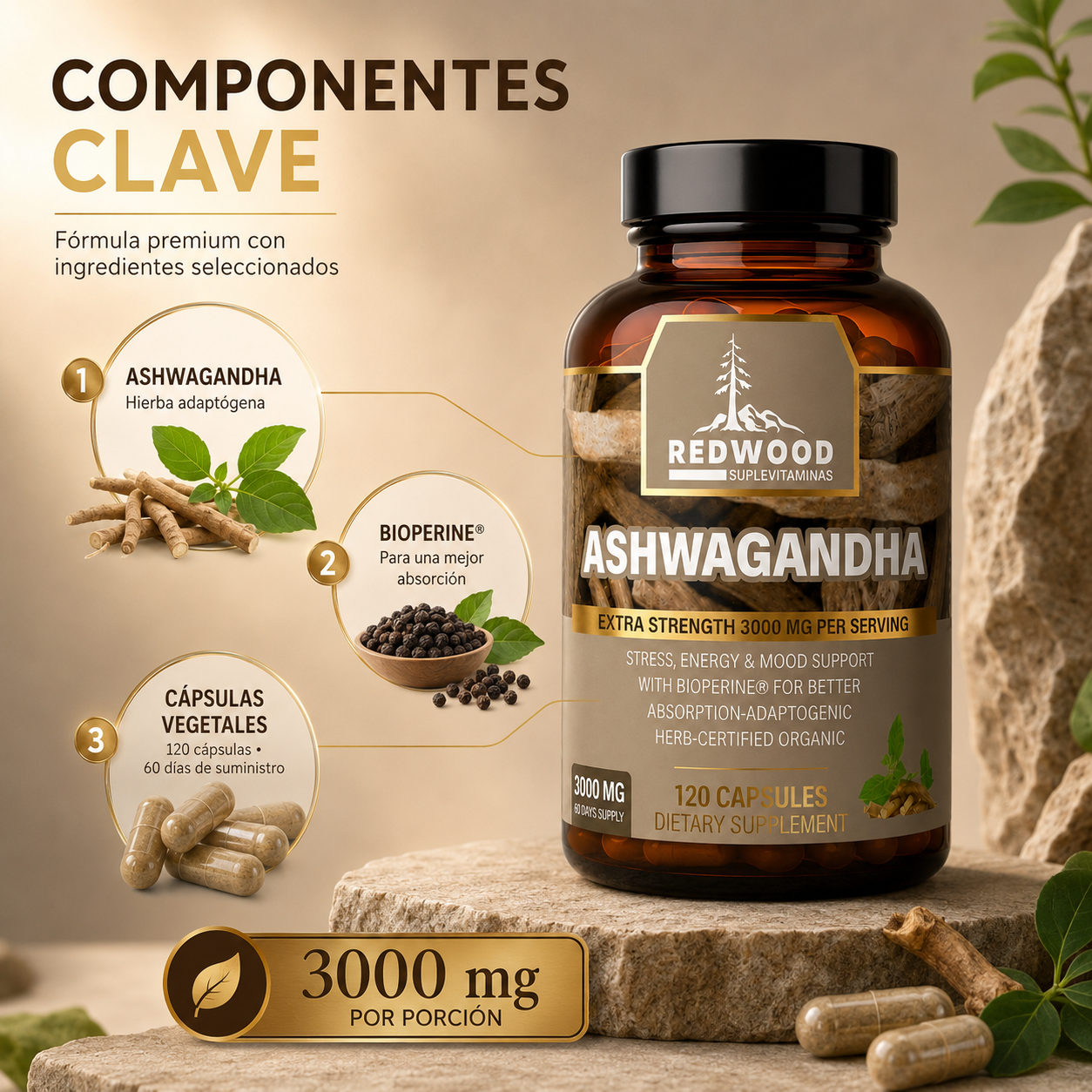 ASHWAGANDHA REDWOOD 3000 MG PACK 2