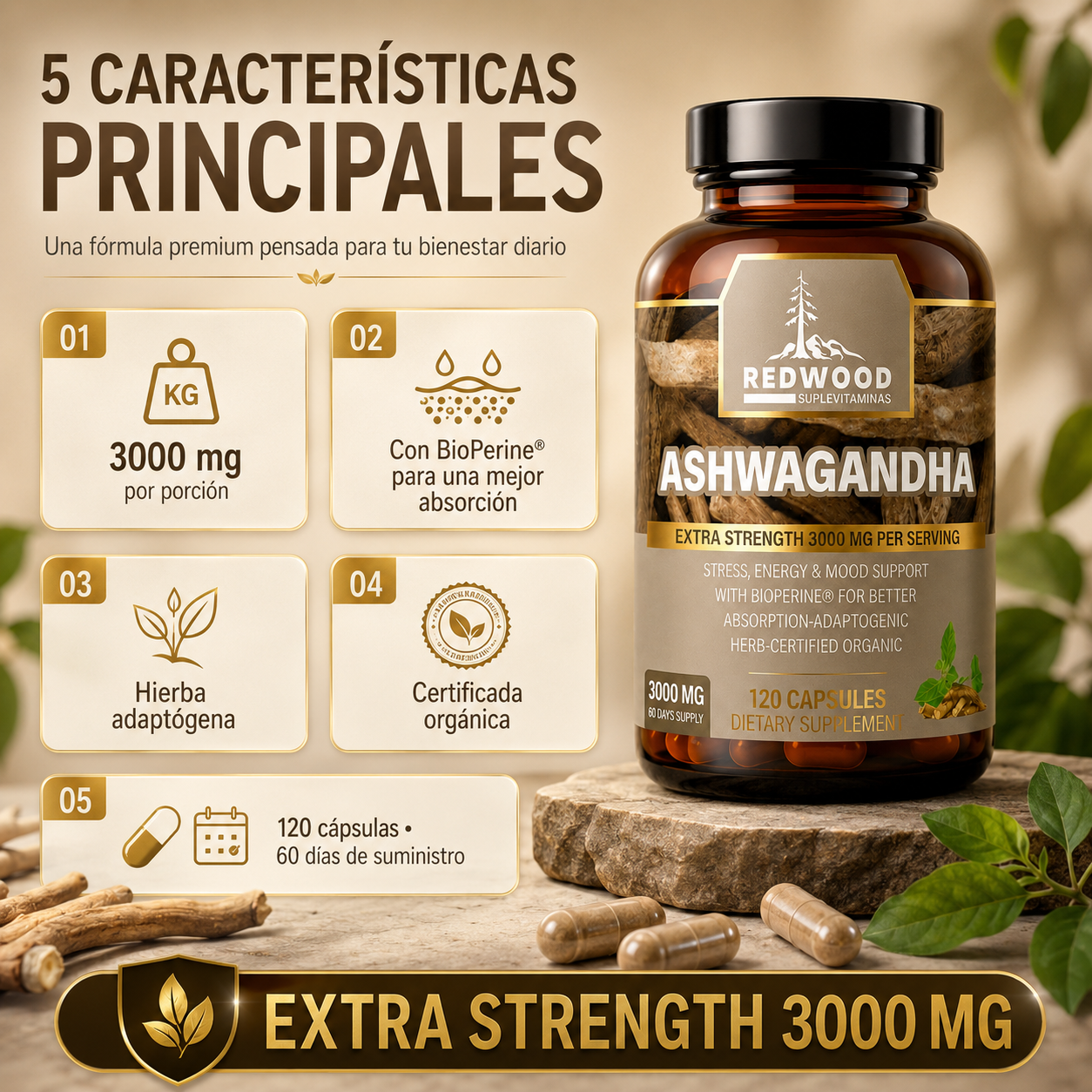 ASHWAGANDHA REDWOOD 3000 MG PACK 2